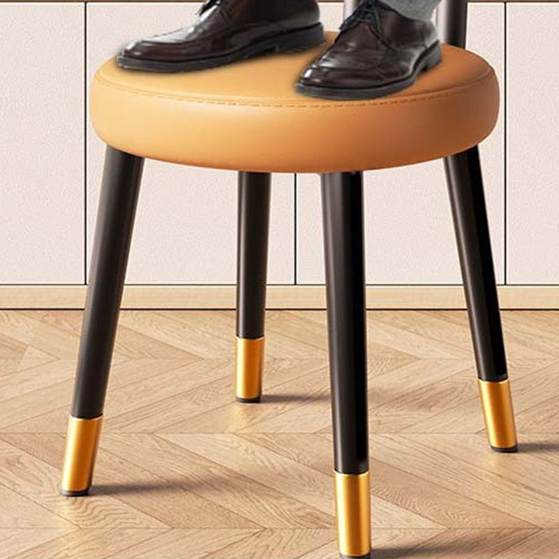 Contemporary Nordic Round Rectangular Carbon Steel Leather Dining Chair Backrest For Dining Room