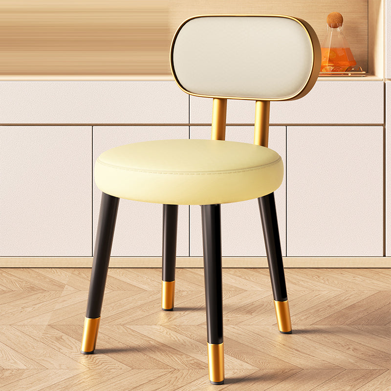 Contemporary Nordic Round Rectangular Carbon Steel Leather Dining Chair Backrest For Dining Room