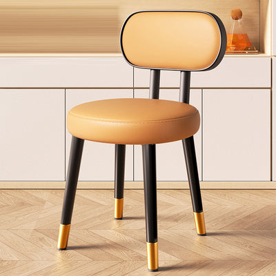 Contemporary Nordic Round Rectangular Carbon Steel Leather Dining Chair Backrest For Dining Room
