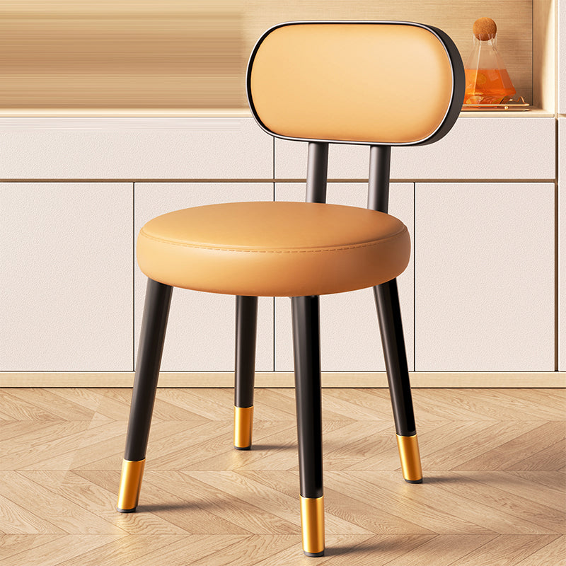 Contemporary Nordic Round Rectangular Carbon Steel Leather Dining Chair Backrest For Dining Room