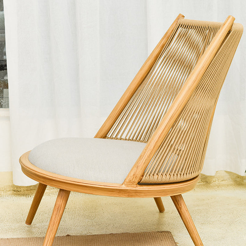 Traditional Rustic Round Rectangular PE Weaving Carbon Steel Fabric Accent Chair Backrest For Living Room