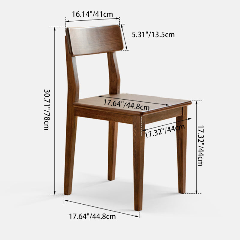 Chaise de salle à manger traditionnelle vintage carrée rectangulaire en noyer avec dossier pour salle à manger 