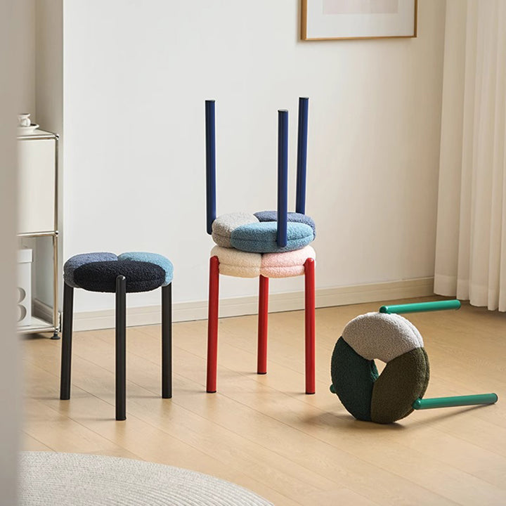 Moderner minimalistischer runder Metall-Teddy-Samtstuhl für das Wohnzimmer 