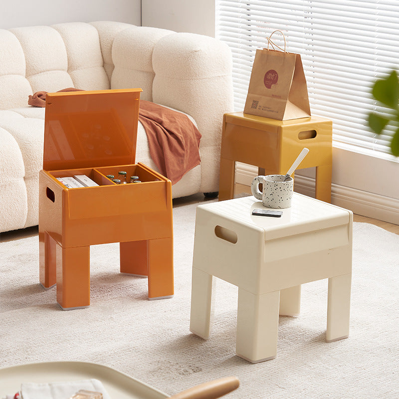 Contemporary Nordic Square Rectangular Storable Plastic Chair For Living Room