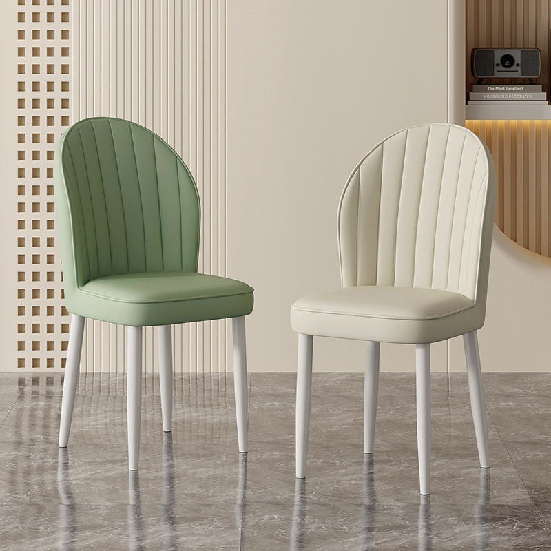 Contemporary Nordic Shell Square Oval Carbon Steel Leather Dining Chair Backrest For Dining Room