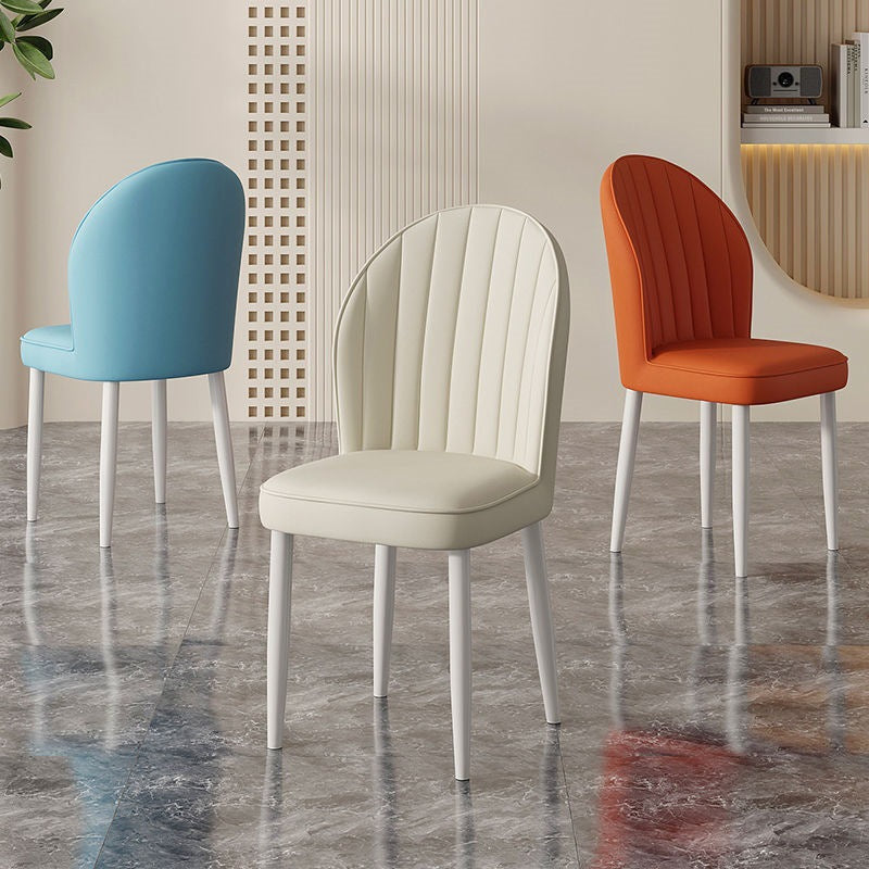Contemporary Nordic Shell Square Oval Carbon Steel Leather Dining Chair Backrest For Dining Room