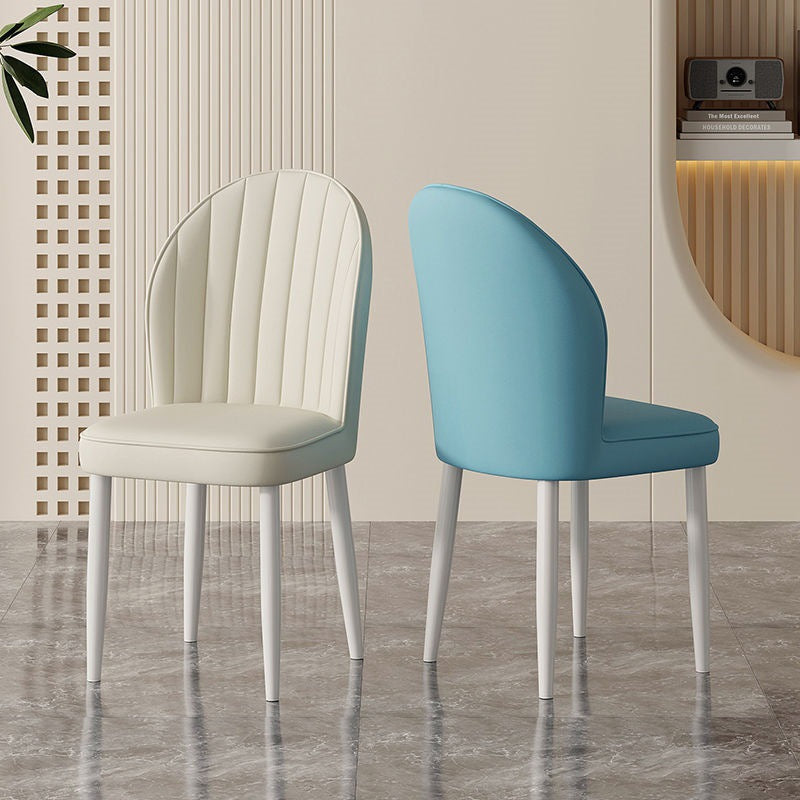 Contemporary Nordic Shell Square Oval Carbon Steel Leather Dining Chair Backrest For Dining Room