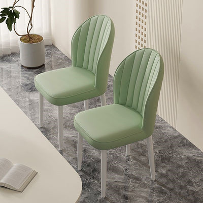 Contemporary Nordic Shell Square Oval Carbon Steel Leather Dining Chair Backrest For Dining Room