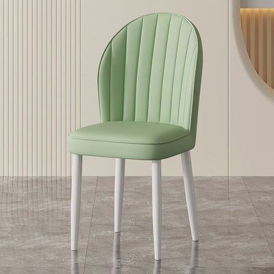 Contemporary Nordic Shell Square Oval Carbon Steel Leather Dining Chair Backrest For Dining Room