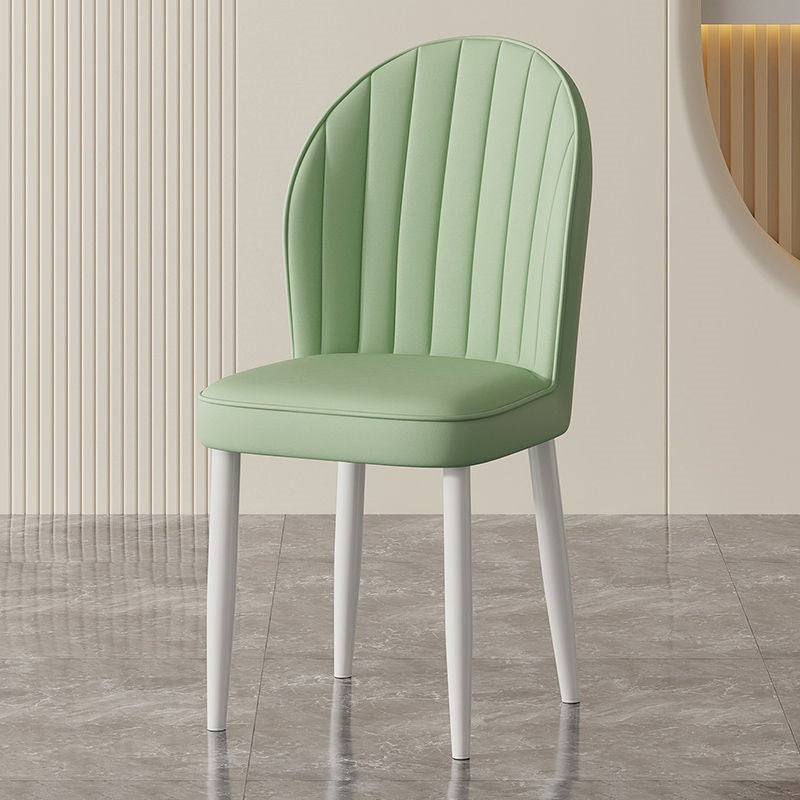 Contemporary Nordic Shell Square Oval Carbon Steel Leather Dining Chair Backrest For Dining Room