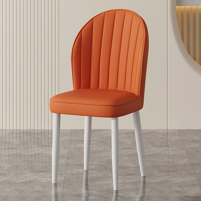 Contemporary Nordic Shell Square Oval Carbon Steel Leather Dining Chair Backrest For Dining Room