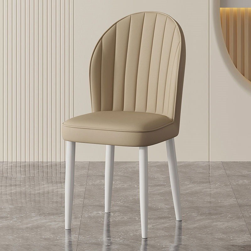 Contemporary Nordic Shell Square Oval Carbon Steel Leather Dining Chair Backrest For Dining Room