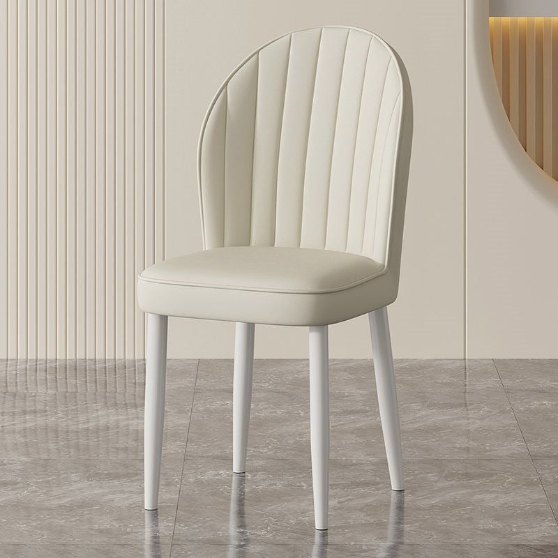 Contemporary Nordic Shell Square Oval Carbon Steel Leather Dining Chair Backrest For Dining Room