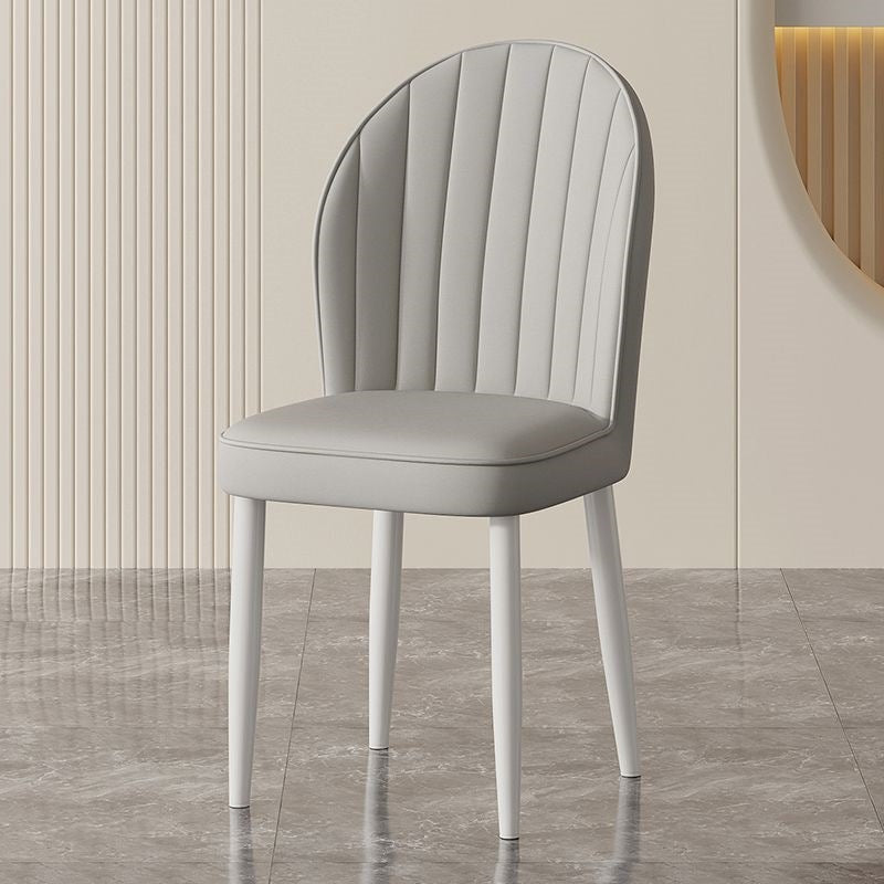 Contemporary Nordic Shell Square Oval Carbon Steel Leather Dining Chair Backrest For Dining Room