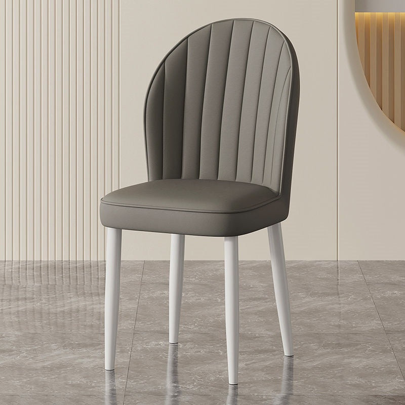 Contemporary Nordic Shell Square Oval Carbon Steel Leather Dining Chair Backrest For Dining Room