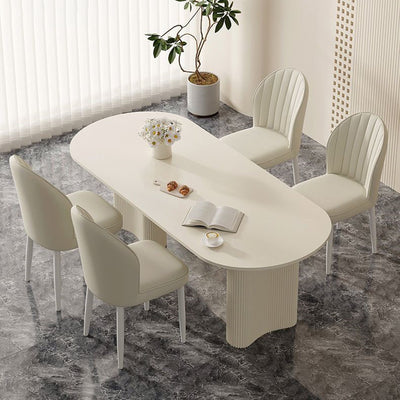 Contemporary Nordic Shell Square Oval Carbon Steel Leather Dining Chair Backrest For Dining Room