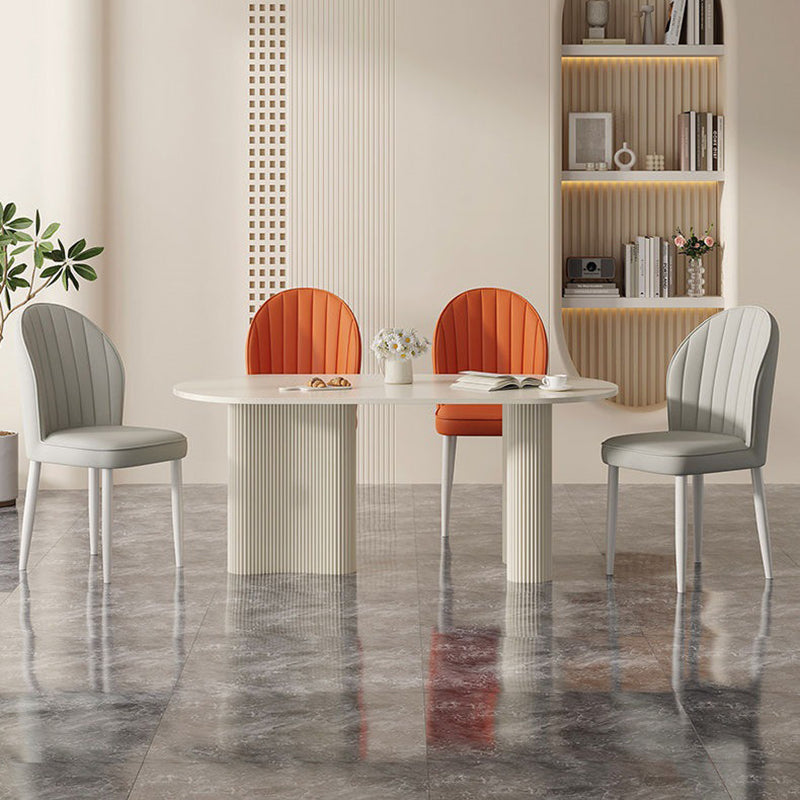 Contemporary Nordic Shell Square Oval Carbon Steel Leather Dining Chair Backrest For Dining Room