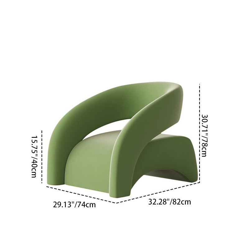 Contemporary Scandinavian Cream Curved Square Wood Lambswool Velvet Accent Chair Backrest Armrest For Living Room
