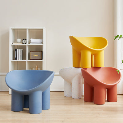 Contemporary Creative Elephant Leg Shape Adult Children Round Curved Plastic Chair Backrest Armrest For Living Room