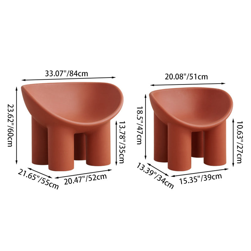 Contemporary Creative Elephant Leg Shape Adult Children Round Curved Plastic Chair Backrest Armrest For Living Room