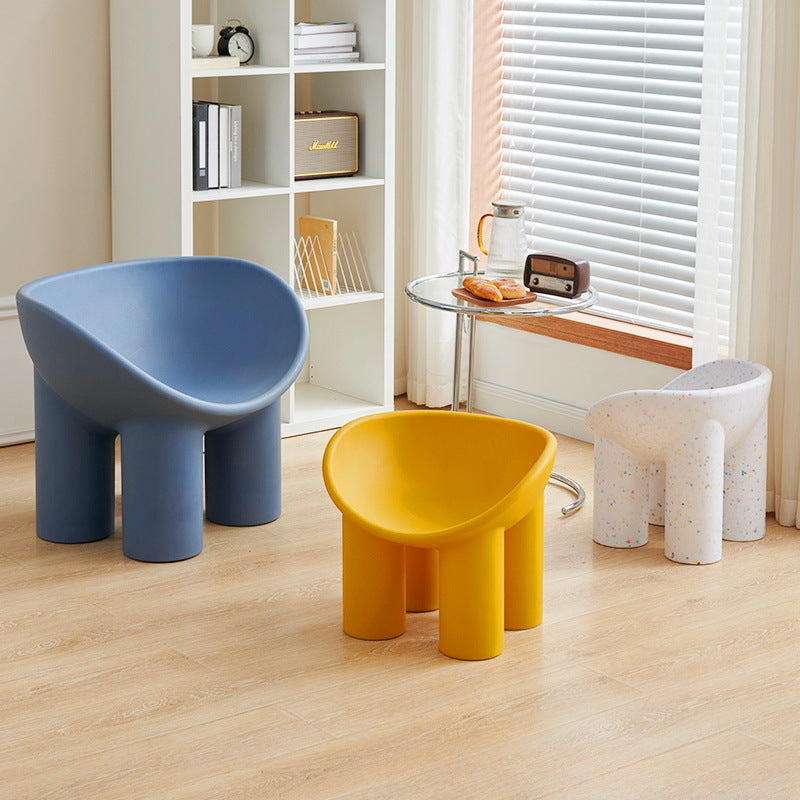 Contemporary Creative Elephant Leg Shape Adult Children Round Curved Plastic Chair Backrest Armrest For Living Room
