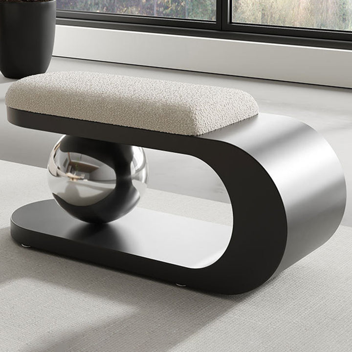 Moderner skandinavischer Sessel mit langer geschwungener Form, Kugeldesign, aus Karbonstahl und Sherpa-Stoff für das Wohnzimmer 
