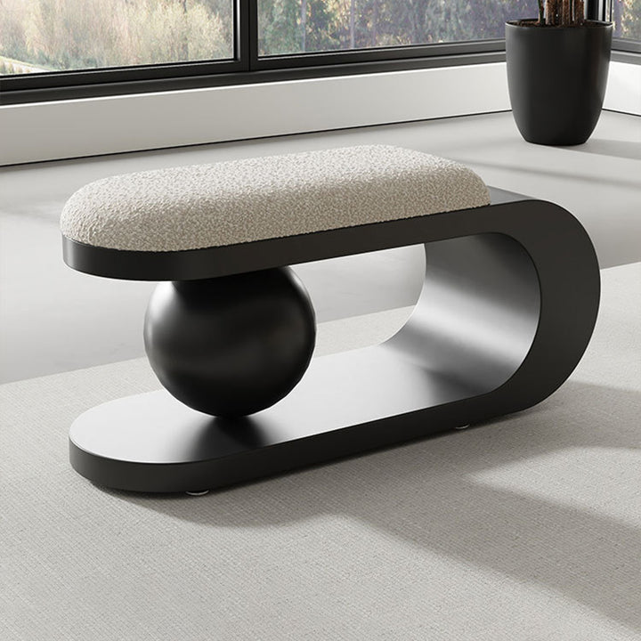 Moderner skandinavischer Sessel mit langer geschwungener Form, Kugeldesign, aus Karbonstahl und Sherpa-Stoff für das Wohnzimmer 