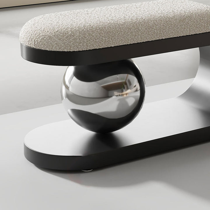 Moderner skandinavischer Sessel mit langer geschwungener Form, Kugeldesign, aus Karbonstahl und Sherpa-Stoff für das Wohnzimmer 