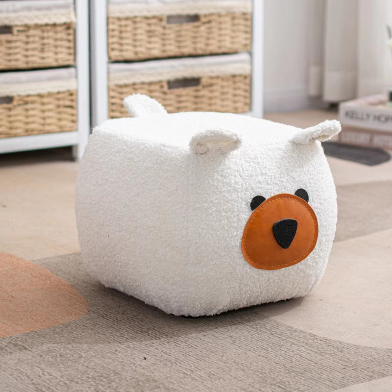 Contemporary Creative Cute Cartoon Kids Animal Oval Teddy Velvet Chair For Living Room