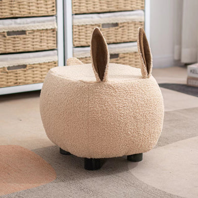 Contemporary Creative Cute Cartoon Kids Animal Oval Teddy Velvet Chair For Living Room
