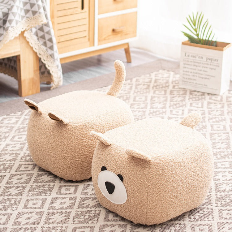 Contemporary Creative Cute Cartoon Kids Animal Oval Teddy Velvet Chair For Living Room