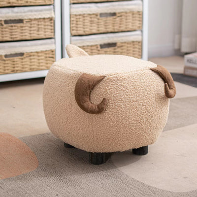 Contemporary Creative Cute Cartoon Kids Animal Oval Teddy Velvet Chair For Living Room