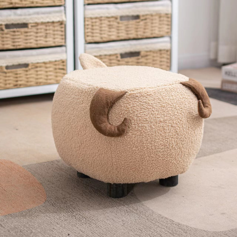 Contemporary Creative Cute Cartoon Kids Animal Oval Teddy Velvet Chair For Living Room