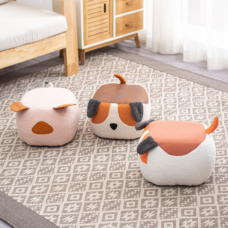 Contemporary Creative Cute Cartoon Kids Animal Oval Teddy Velvet Chair For Living Room
