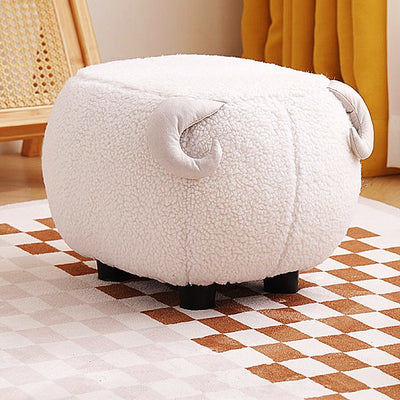 Contemporary Creative Cute Cartoon Kids Animal Oval Teddy Velvet Chair For Living Room