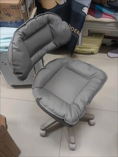 Moderner minimalistischer beweglicher drehbarer hebbarer rechteckiger quadratischer Metall-PU-Leder-Nylon-Kosmetikstuhl Schreibtischstuhl mit Rückenlehne für Zuhause und Büro 