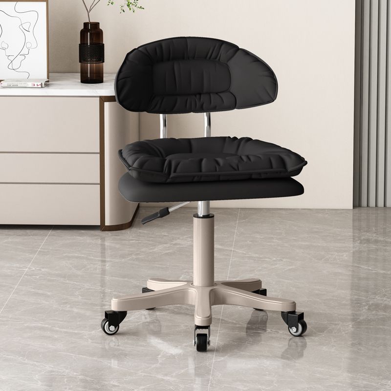 Modern Minimalist Movable Swivel Liftable Rectangle Square Metal PU Leather Nylon Cosmetic Chair Desk Chair Backrest For Home Office