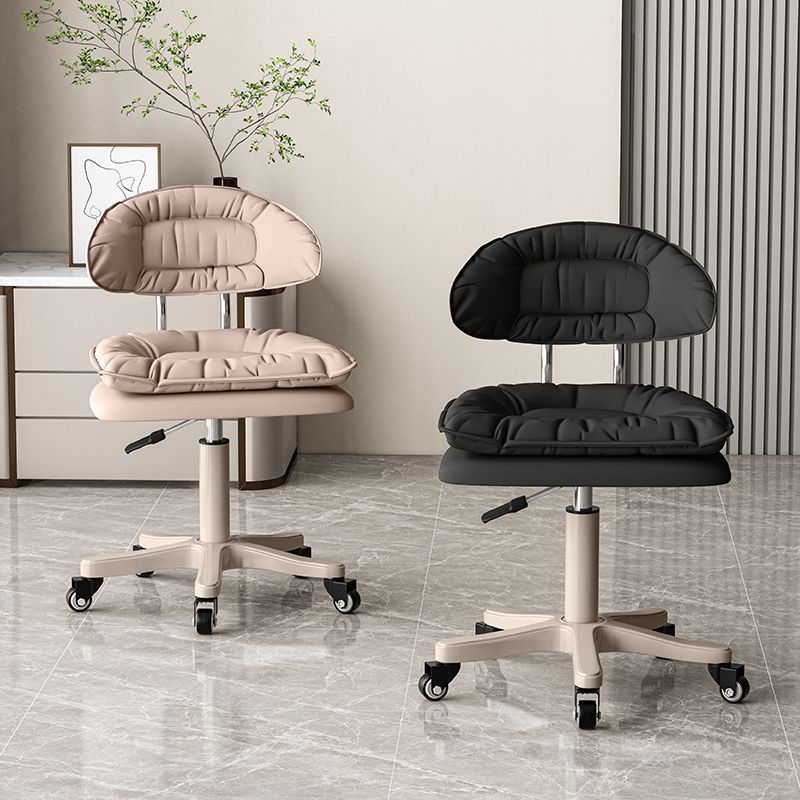Modern Minimalist Movable Swivel Liftable Rectangle Square Metal PU Leather Nylon Cosmetic Chair Desk Chair Backrest For Home Office
