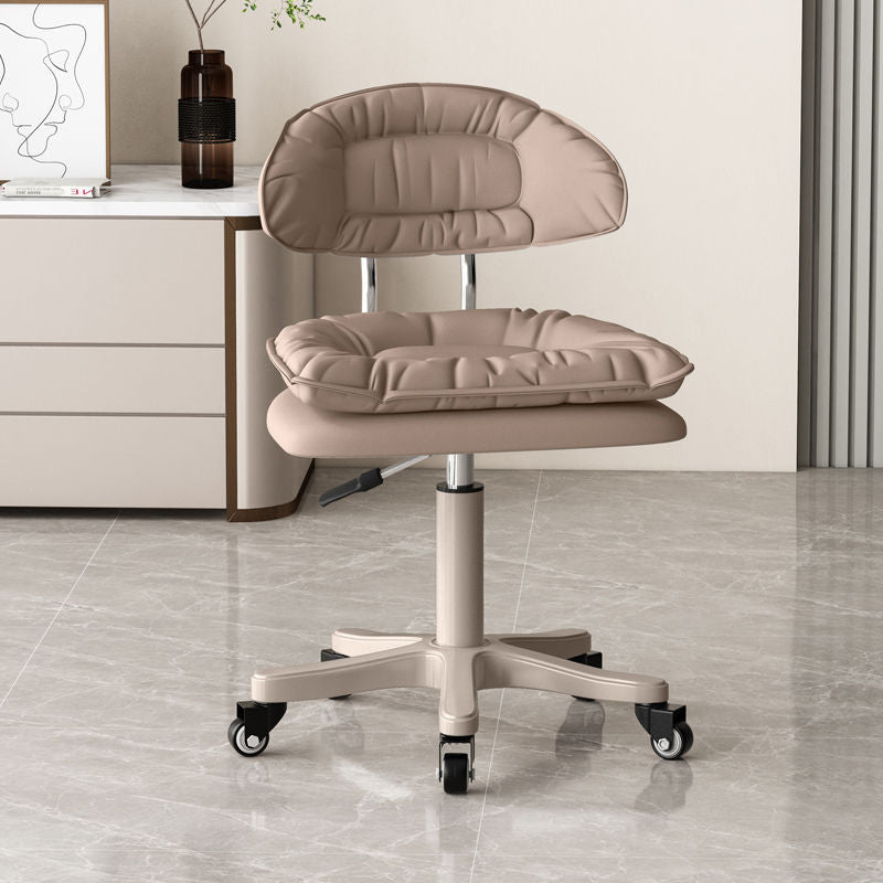 Modern Minimalist Movable Swivel Liftable Rectangle Square Metal PU Leather Nylon Cosmetic Chair Desk Chair Backrest For Home Office