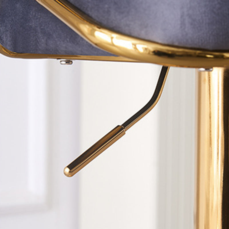 Contemporary Scandinavian Round Square Curve Iron Velvet Swivel Liftable Bar Stool Backrest Armrest For Dining Room