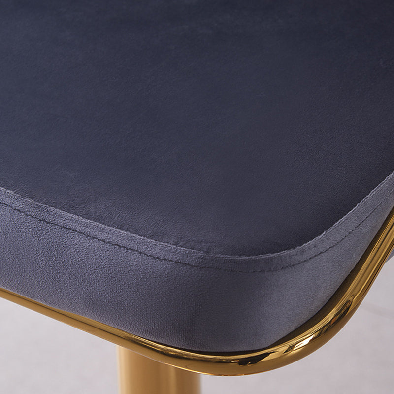 Contemporary Scandinavian Round Square Curve Iron Velvet Swivel Liftable Bar Stool Backrest Armrest For Dining Room