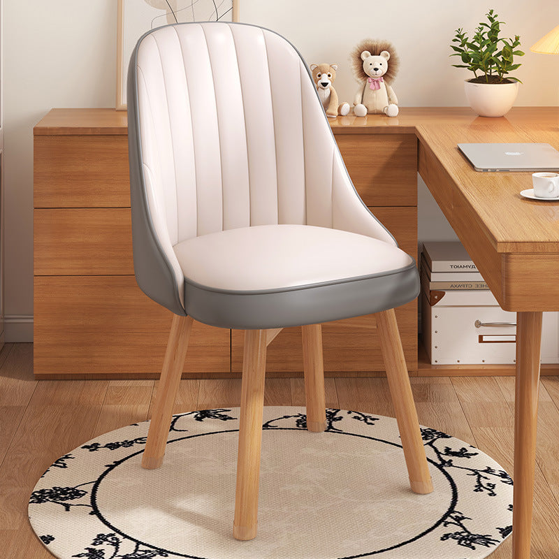 Modern Minimalist Square Curve Wood Fabric Leather Desk Chair Backrest For Home Office