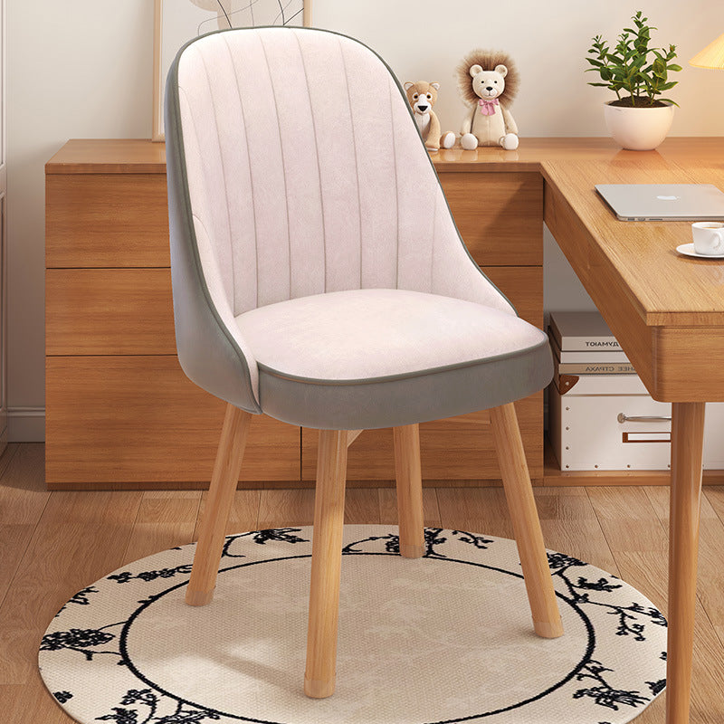 Modern Minimalist Square Curve Wood Fabric Leather Desk Chair Backrest For Home Office