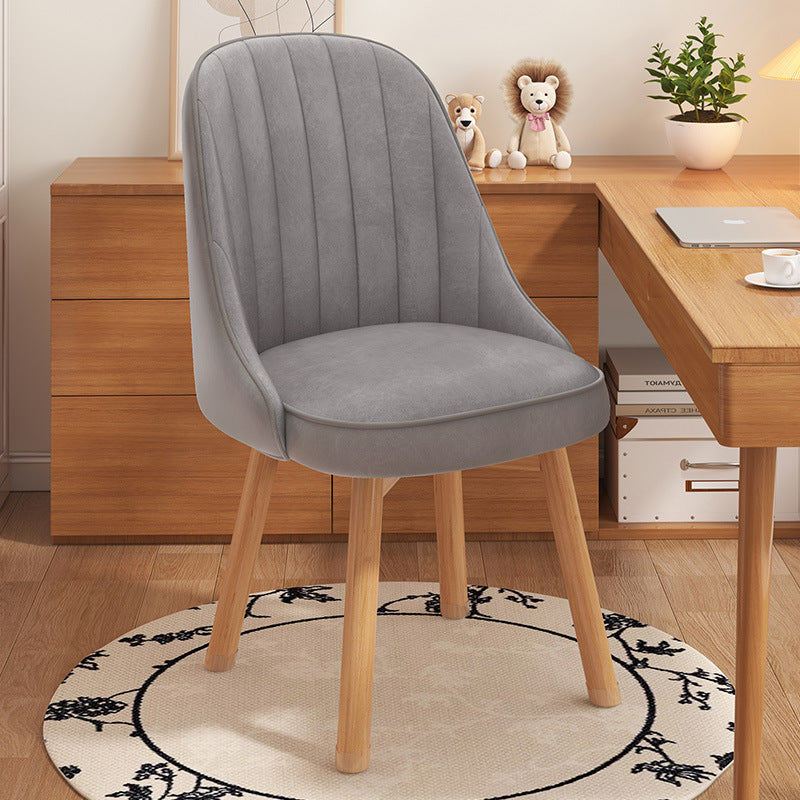 Modern Minimalist Square Curve Wood Fabric Leather Desk Chair Backrest For Home Office
