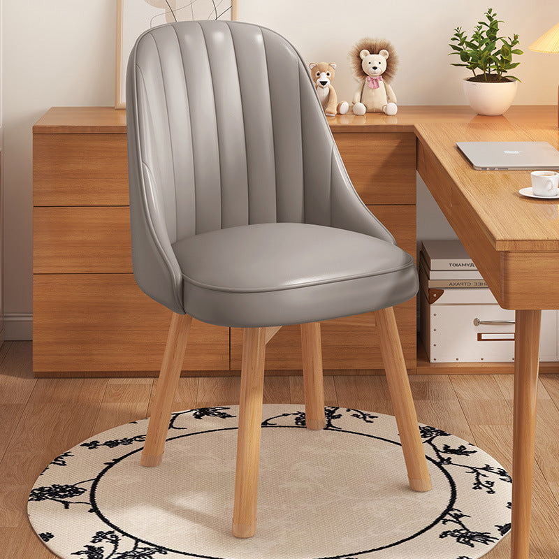 Modern Minimalist Square Curve Wood Fabric Leather Desk Chair Backrest For Home Office