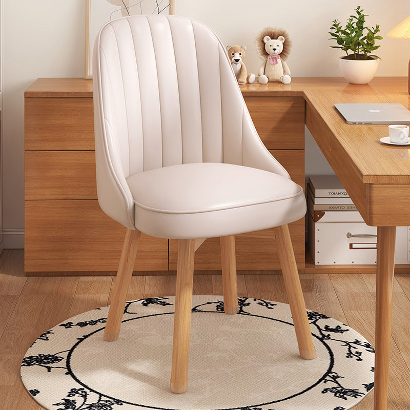 Modern Minimalist Square Curve Wood Fabric Leather Desk Chair Backrest For Home Office