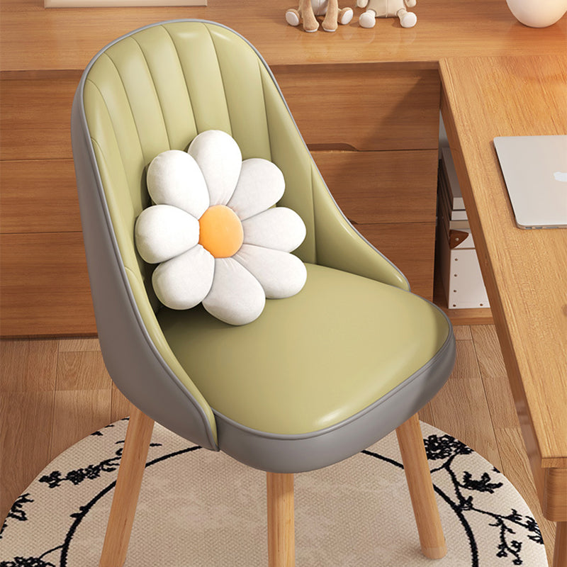 Modern Minimalist Square Curve Wood Fabric Leather Desk Chair Backrest For Home Office