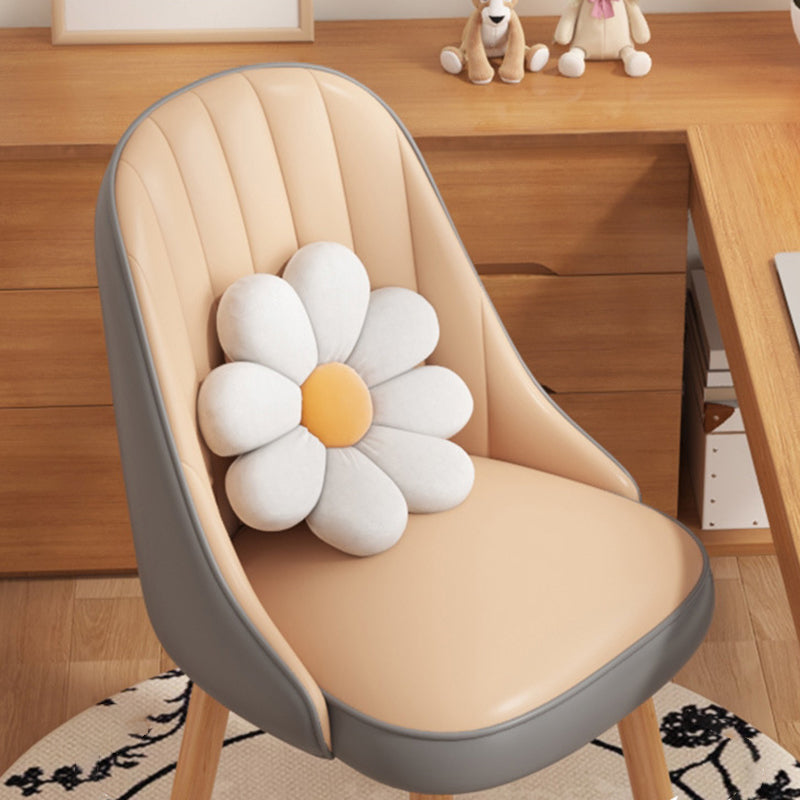 Modern Minimalist Square Curve Wood Fabric Leather Desk Chair Backrest For Home Office