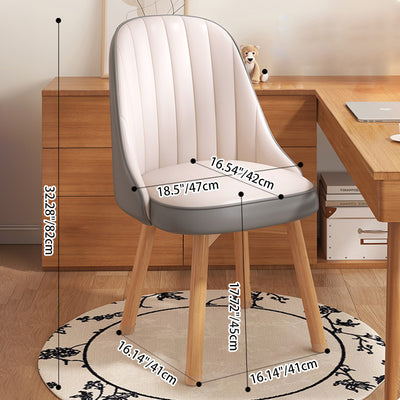 Modern Minimalist Square Curve Wood Fabric Leather Desk Chair Backrest For Home Office