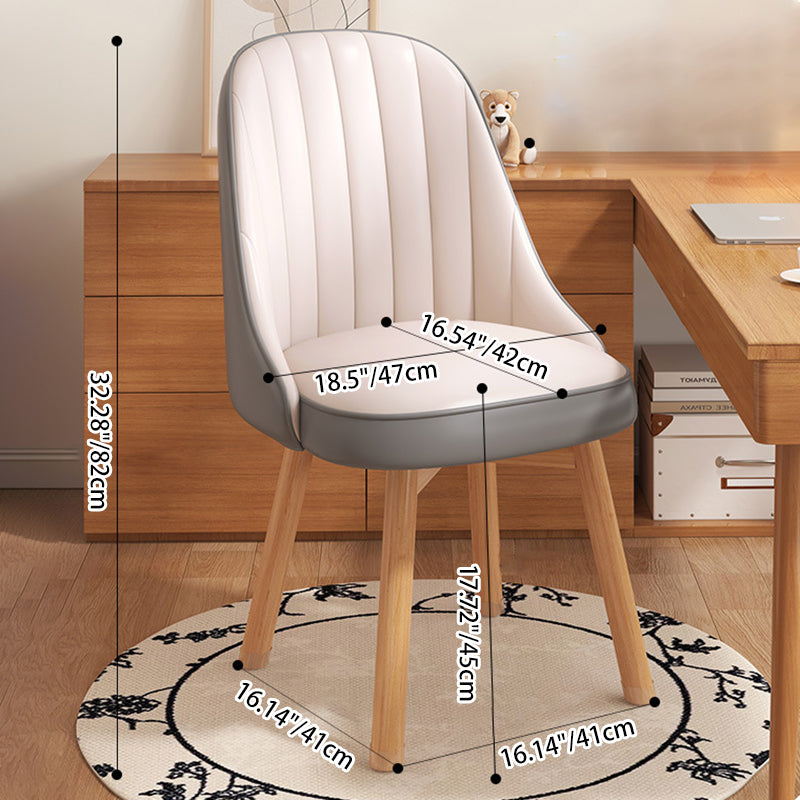 Modern Minimalist Square Curve Wood Fabric Leather Desk Chair Backrest For Home Office